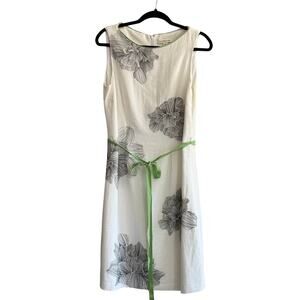 Linen Blend Embroidered Floral Grandmacore Dress White Coldwater Creek Size 12